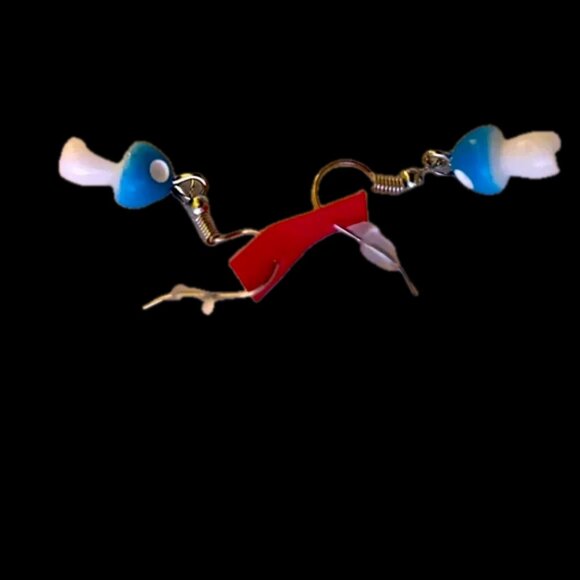 Handmade Jewelry - Another magical nwt shroom earrings SUPER RAD COOL mushroom blue set of ceramic